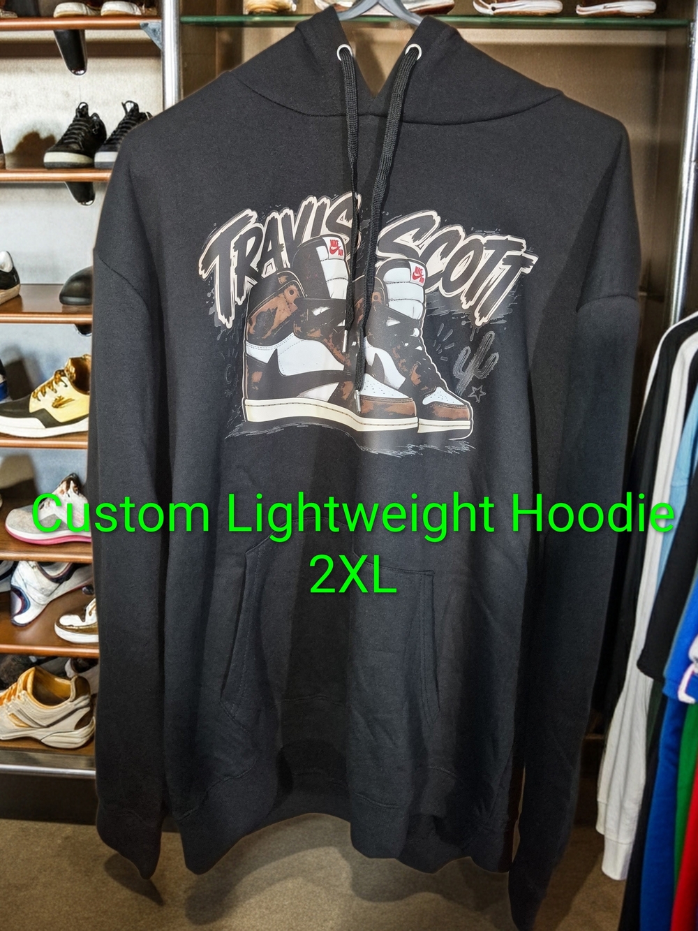 Travis Scott Black Graphic Hoodie - Custom Lightweight Men's Pullover 2XL New